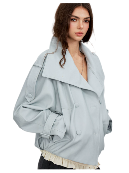 Matte Oversized Faux-Leather Jacket