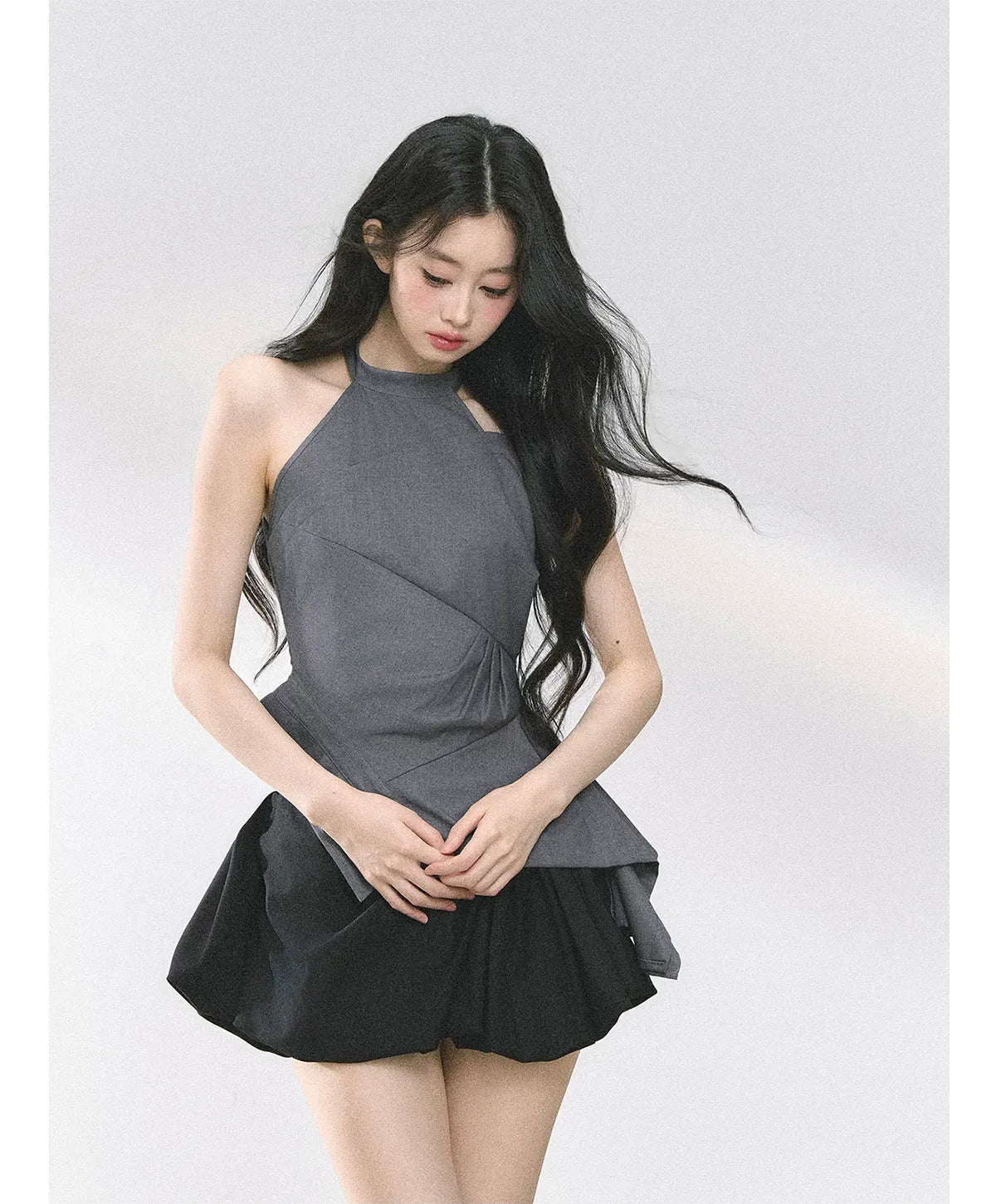 Halter Sculpted Crop Tee