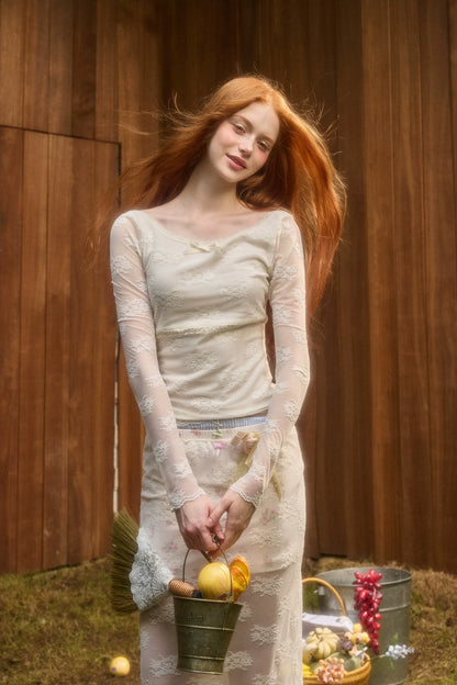 Stretch Lace Layered Skirt Set