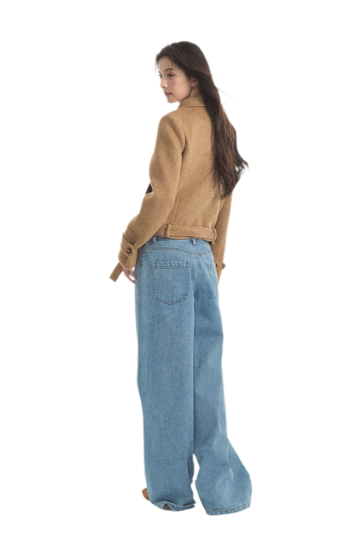 Wool Double-Breasted Cropped Coat