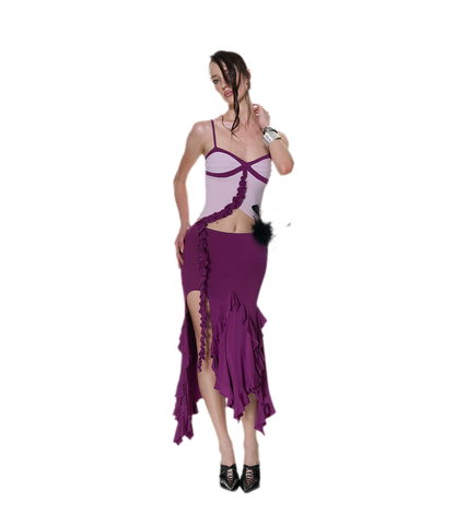 Ruched Ruffle Skirt Set