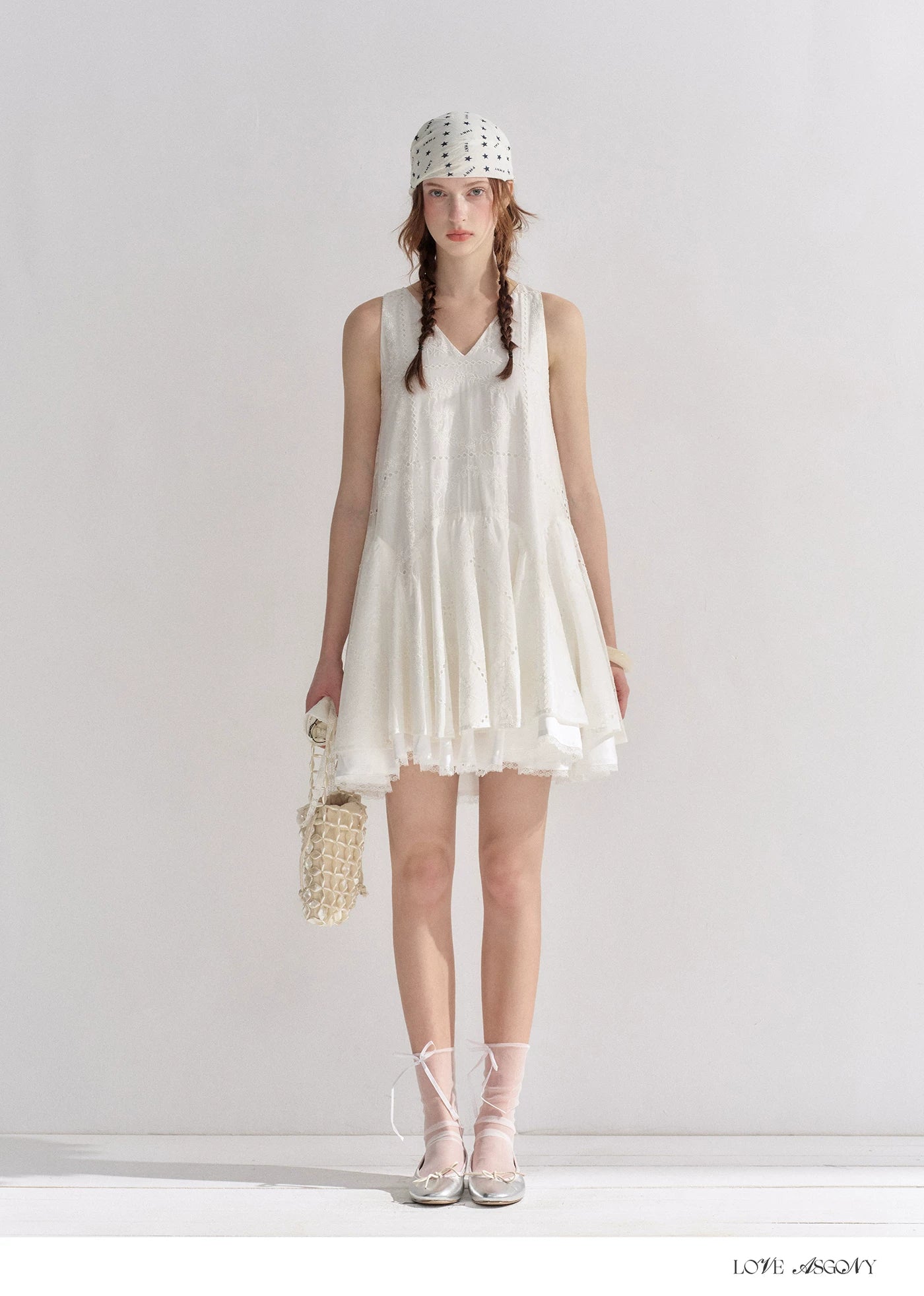 Soft White Embroidered Sleeveless Dress