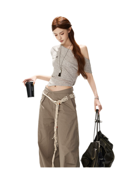 Melange Tie-Waist Skirt Set