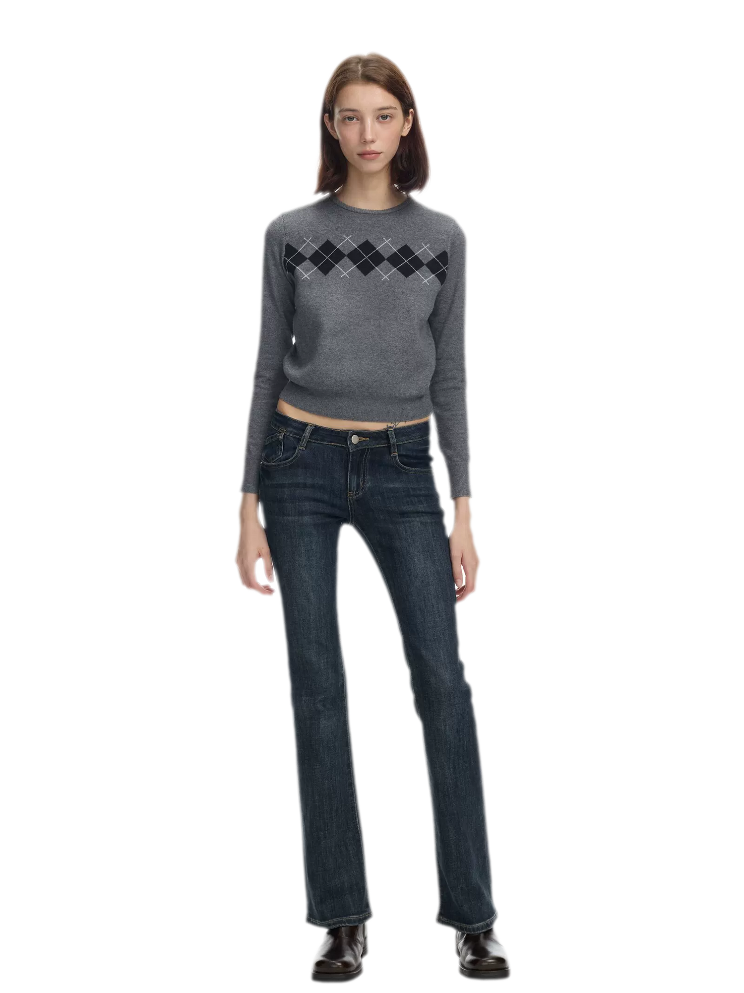 Argyle Waist-Shaped Sweater Set