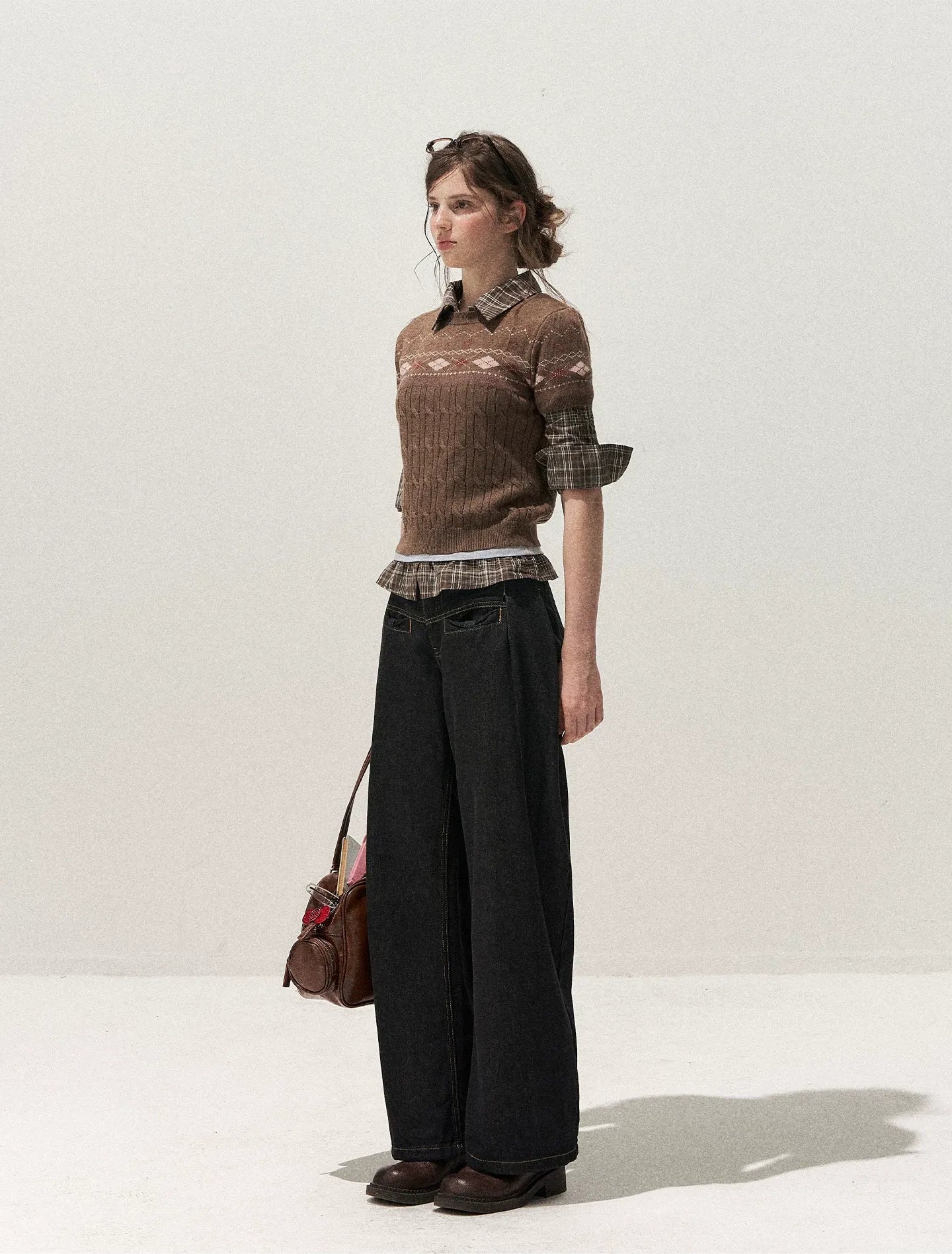 Fair Isle Cropped Knit Sweater