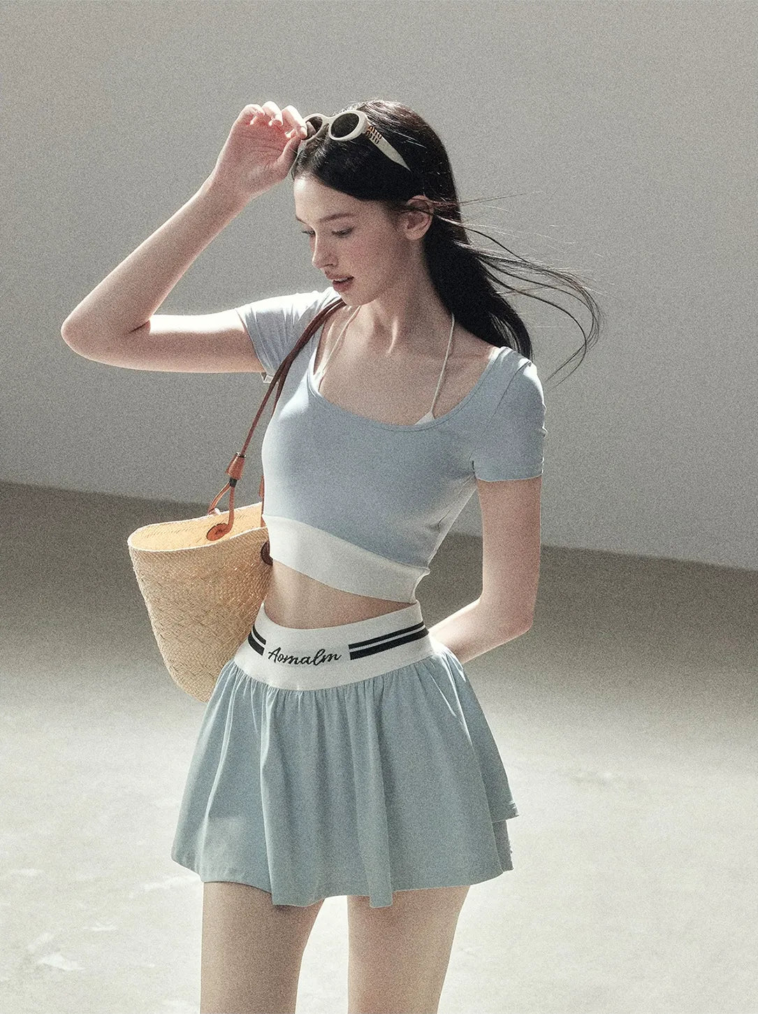 Contrast Layered Tennis Skort Set