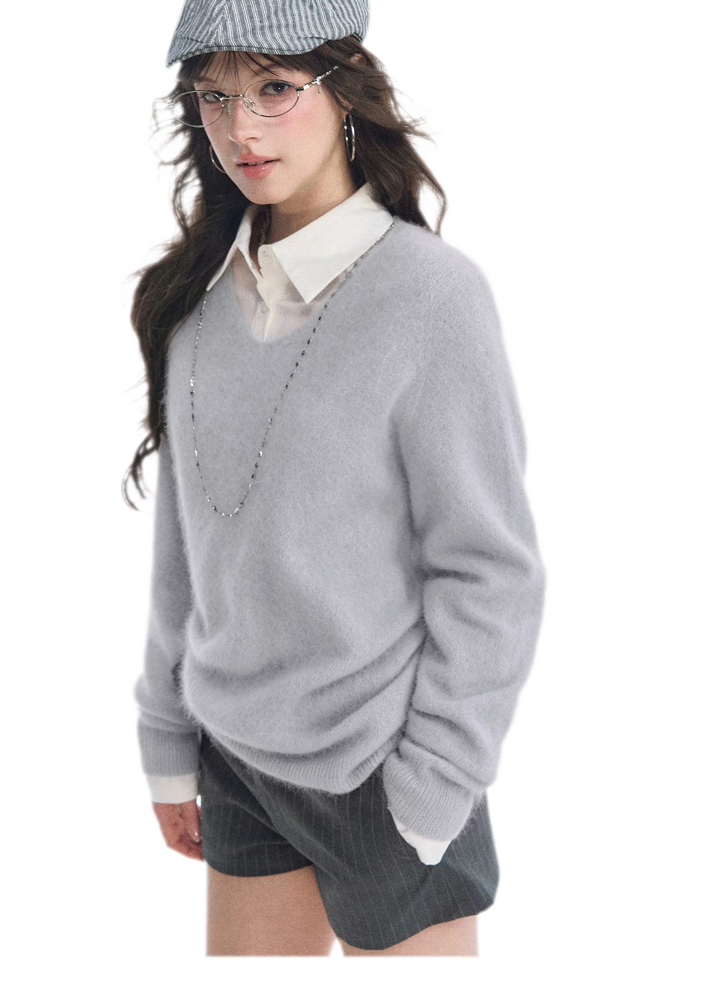 Brushed V-Neck Wool Sweater