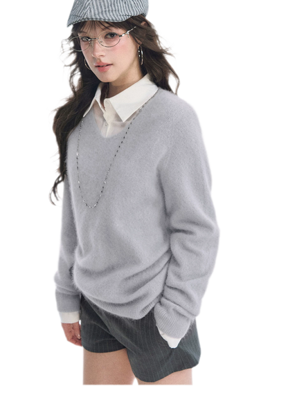 Brushed V-Neck Wool Sweater