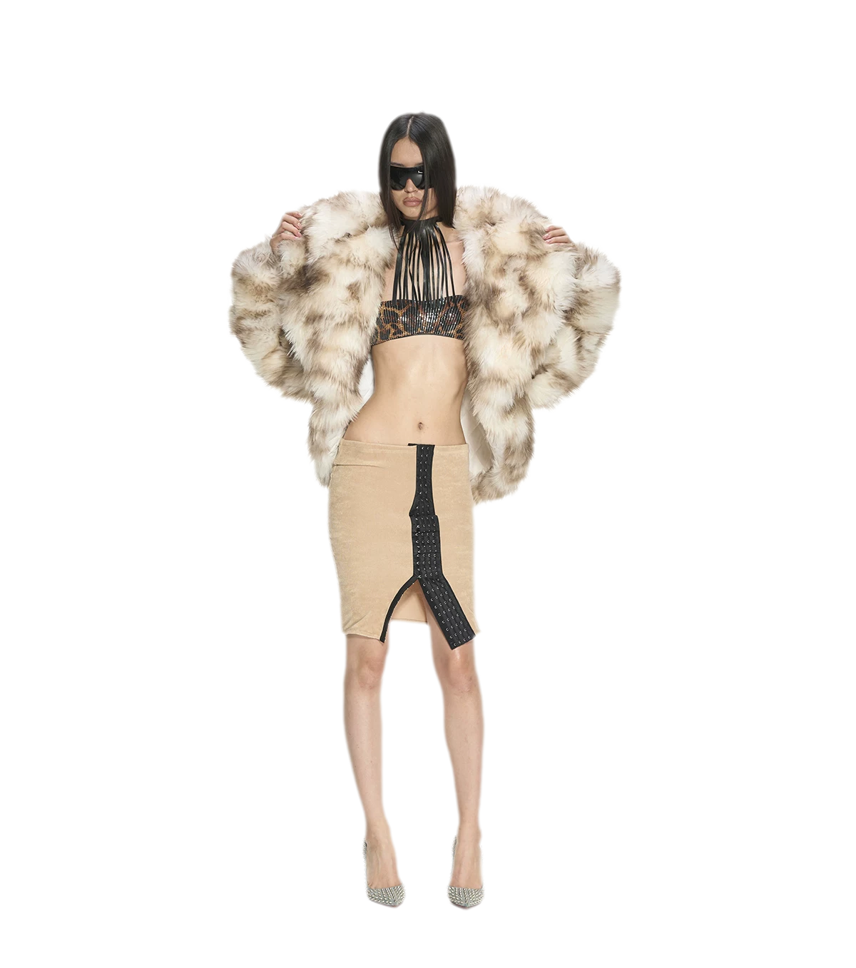 Gradient Leopard Faux Fur Coat