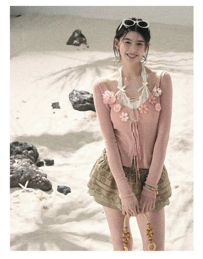 "Private Petals" French-style Sun Protection Cardigan