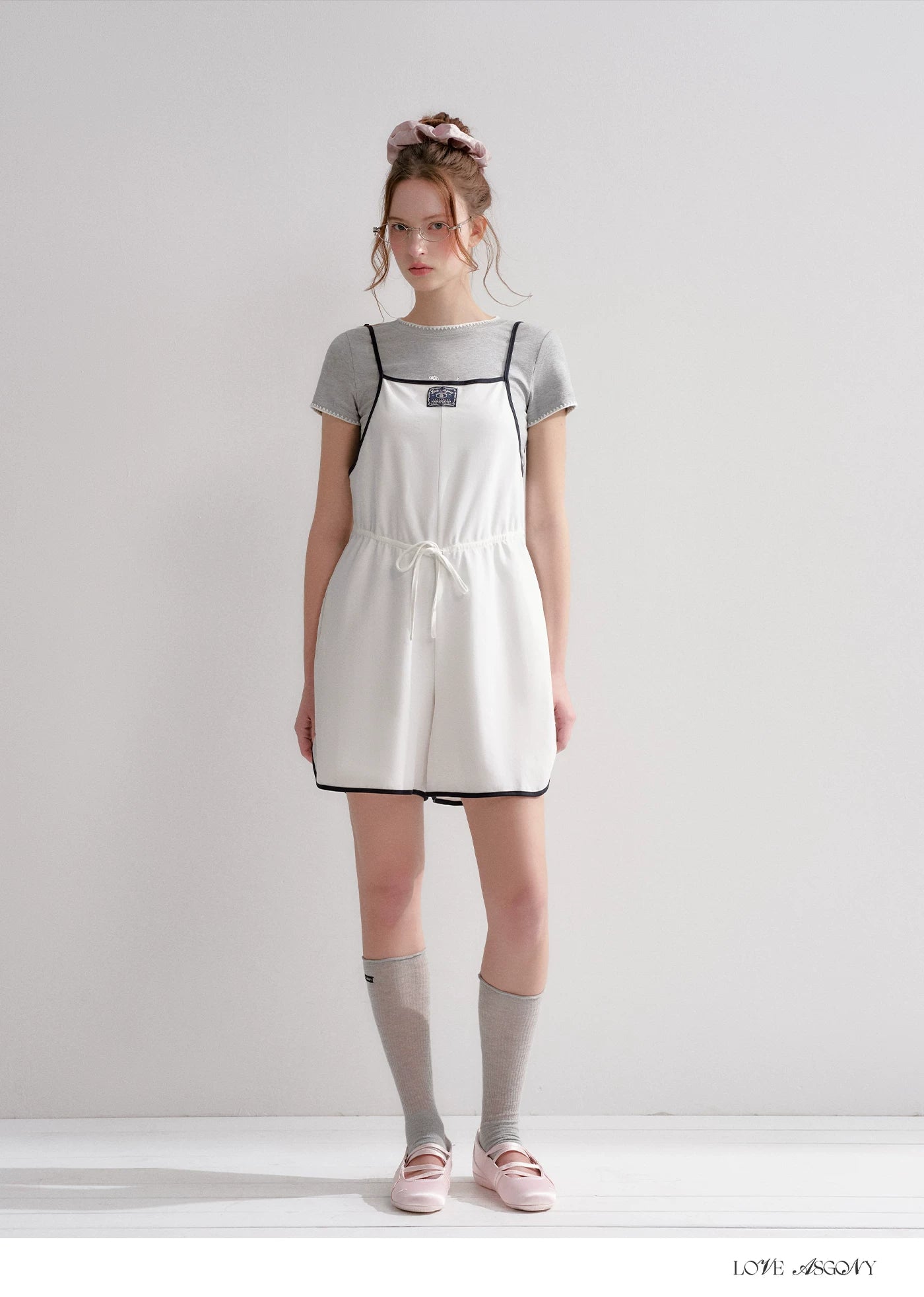 Contrast Piping Drawstring Waist Jumpsuit