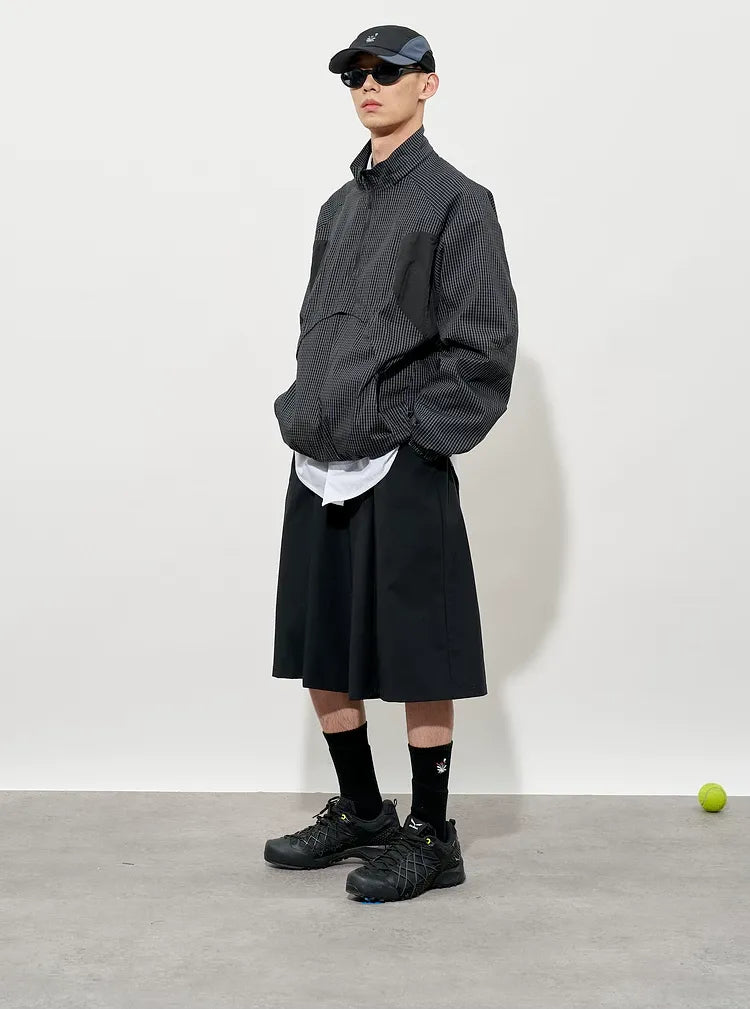 Checked Zip Pullover Jacket