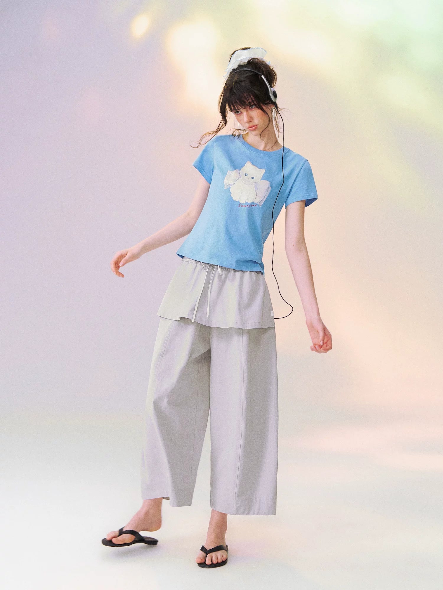 Bow Knot Kitten Short Sleeve T-shirt