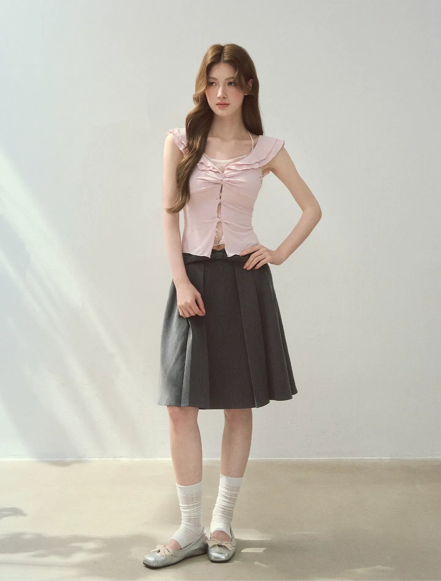 Ruffle Knot Fitted Top