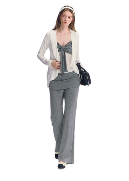 Ruffled Drape Knit Set