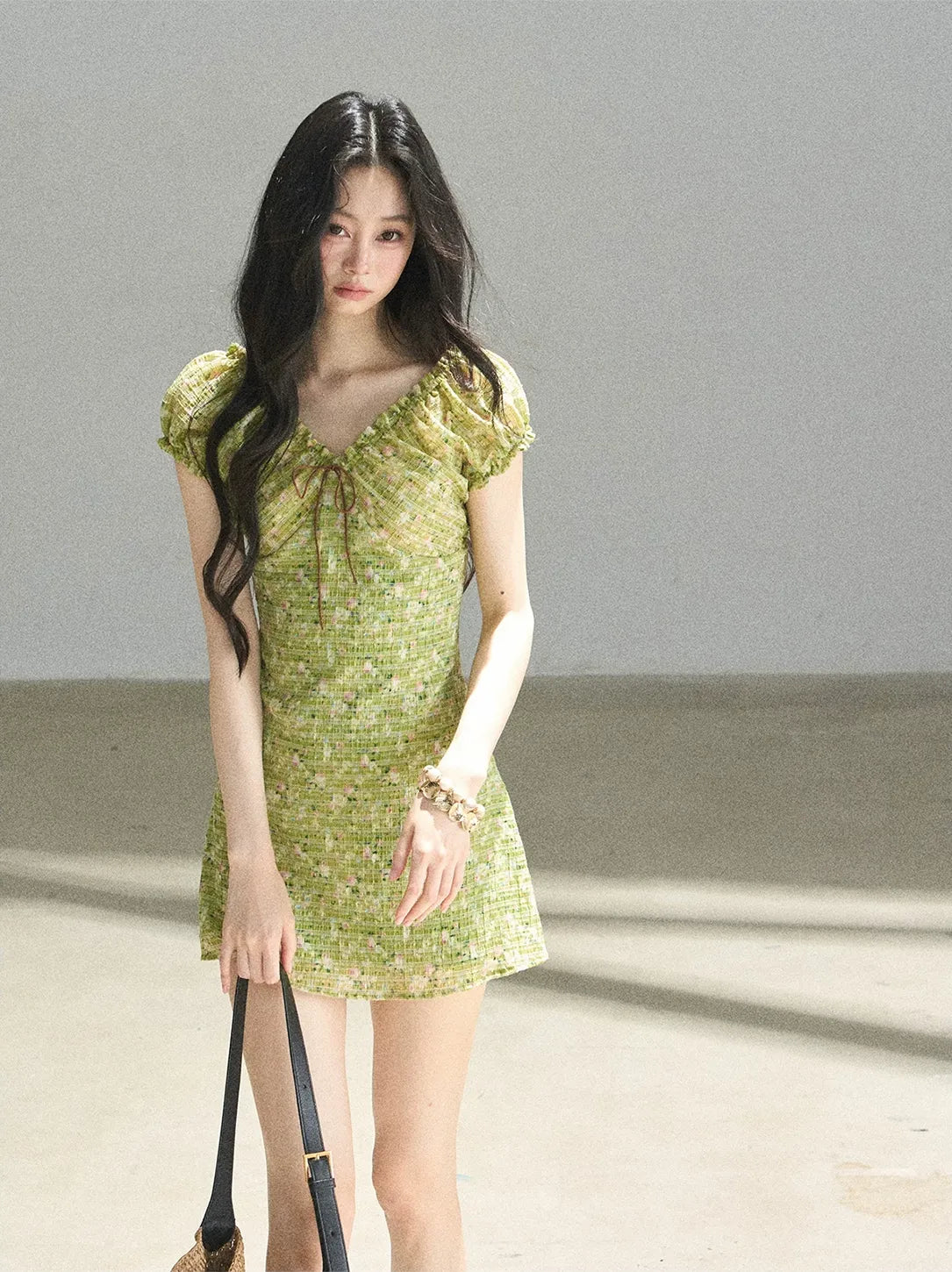 Chiffon Embroidered Mini Dress