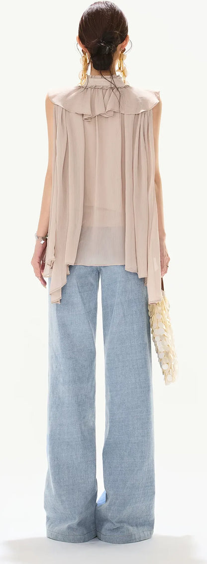 Ruffled Chiffon A-Line Top