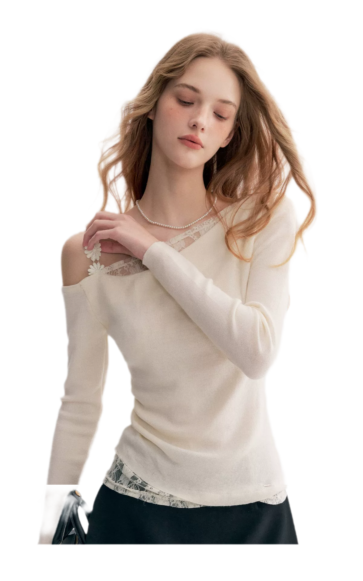 Lace Asymmetric Knit Top