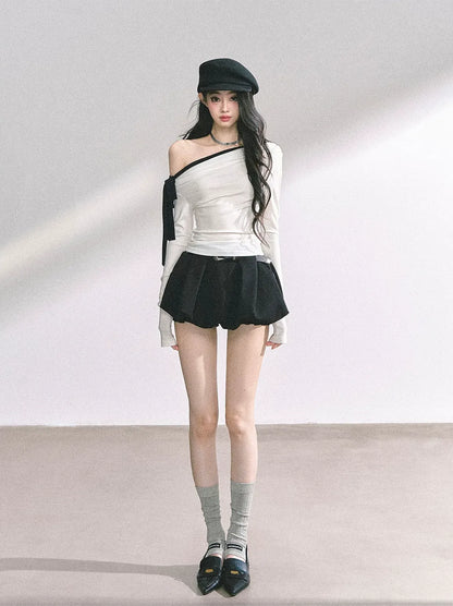 Asymmetrisches gerafftes Crop-T-Shirt
