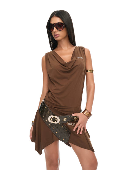 U-Neck Irregular Hem Sleeveless Dress