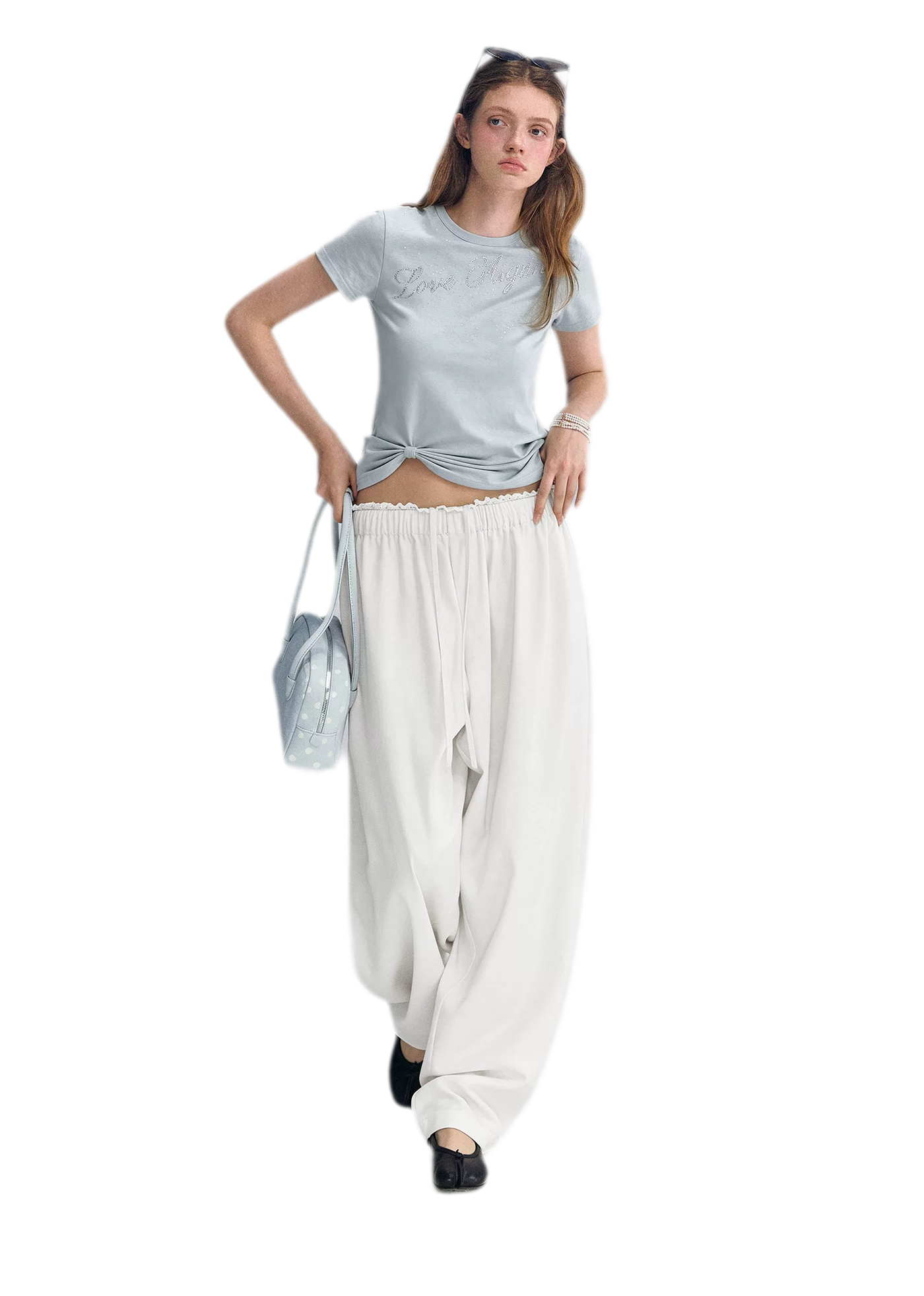 Rhinestone Twisted Hem Tee
