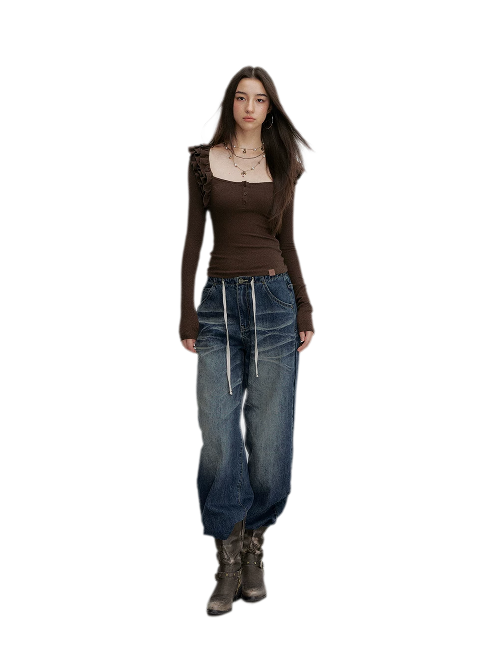 Vintage Wash Wide-Leg Jeans