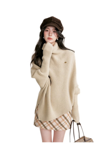 High Neck Poncho Sweater