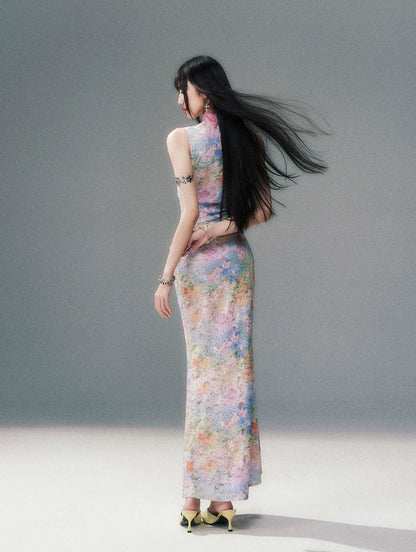 Spring Oil Painting Qipao Dress
