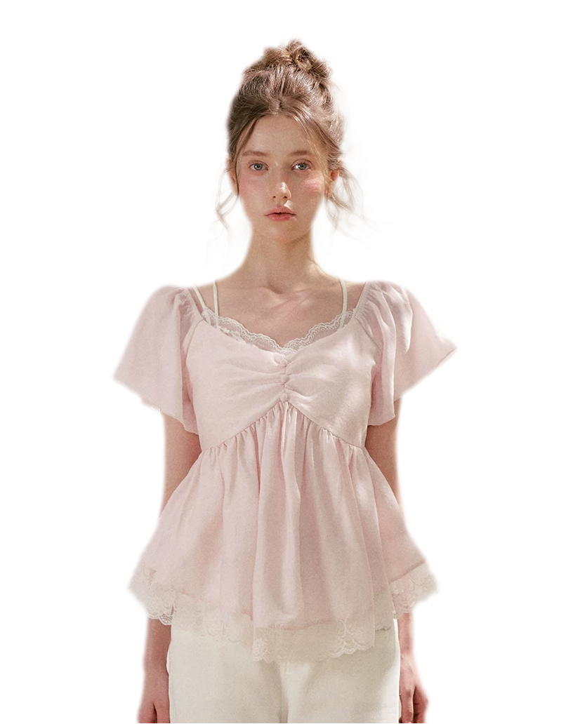 Tencel Lace V-Neck T-Shirt