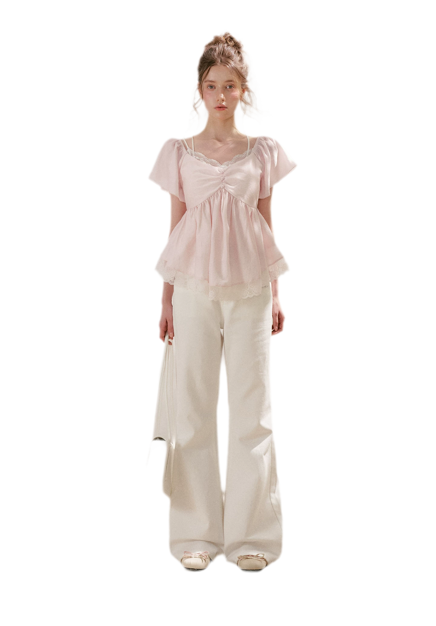 Tencel Lace V-Neck T-Shirt