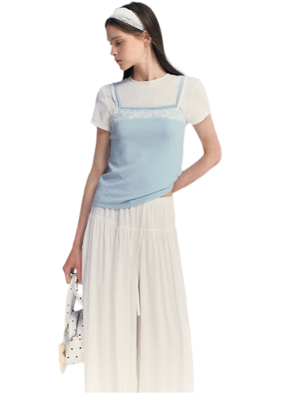 Lace Trim Layered Tee