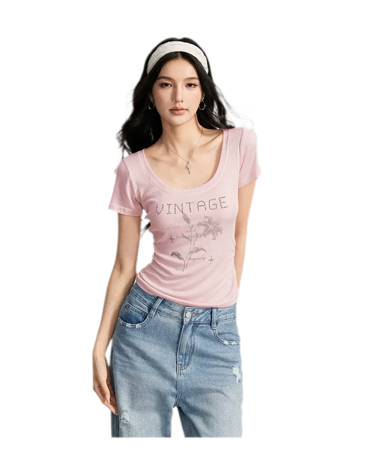 Floral U-Neck Tee