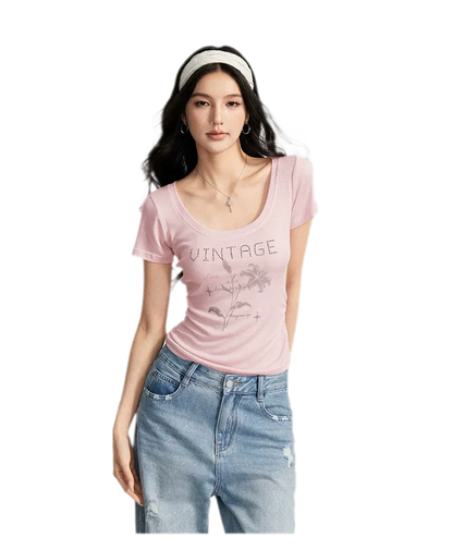 Floral U-Neck Tee