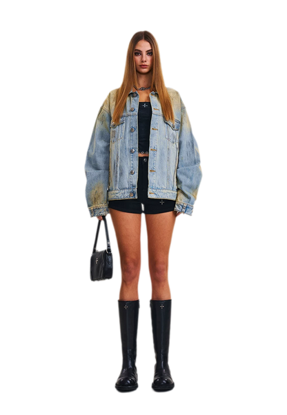 Cross Statue Denim Jacket