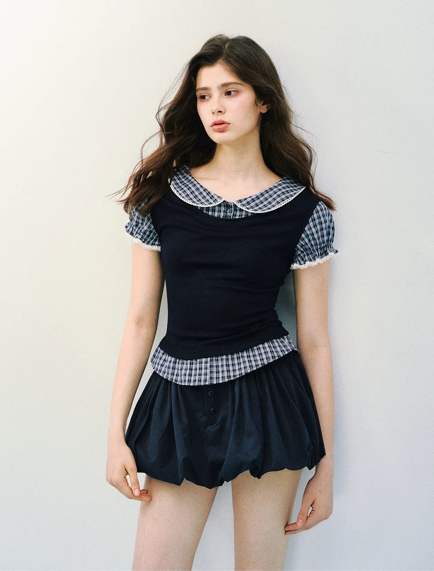 High-Intellect Tencel Wool Faux Two-Piece T-Shirt