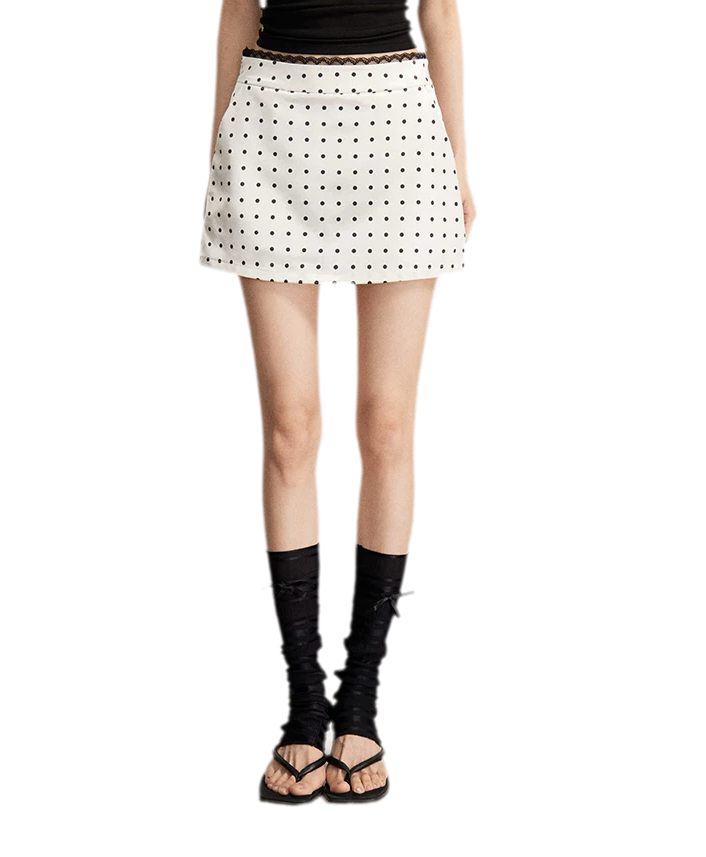 Lace Polka Dot Mini Skirt