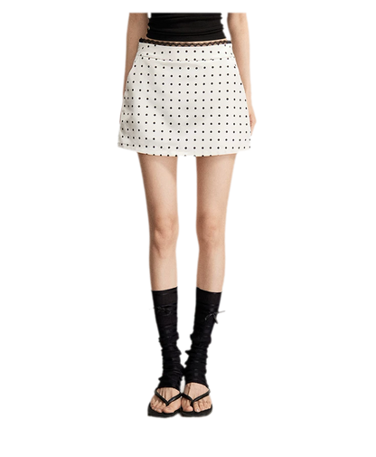 Lace Polka Dot Mini Skirt