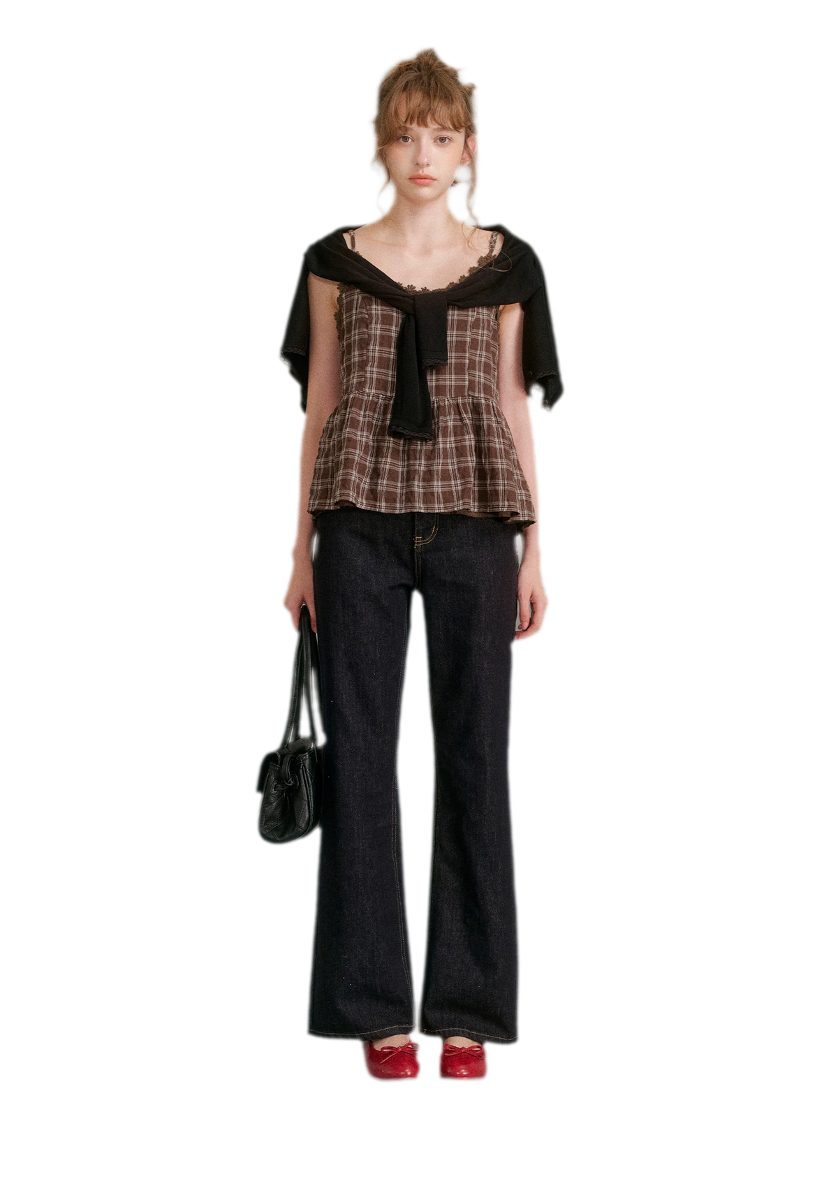 Textured Plaid Lace Top