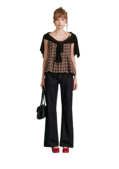 Textured Plaid Lace Top
