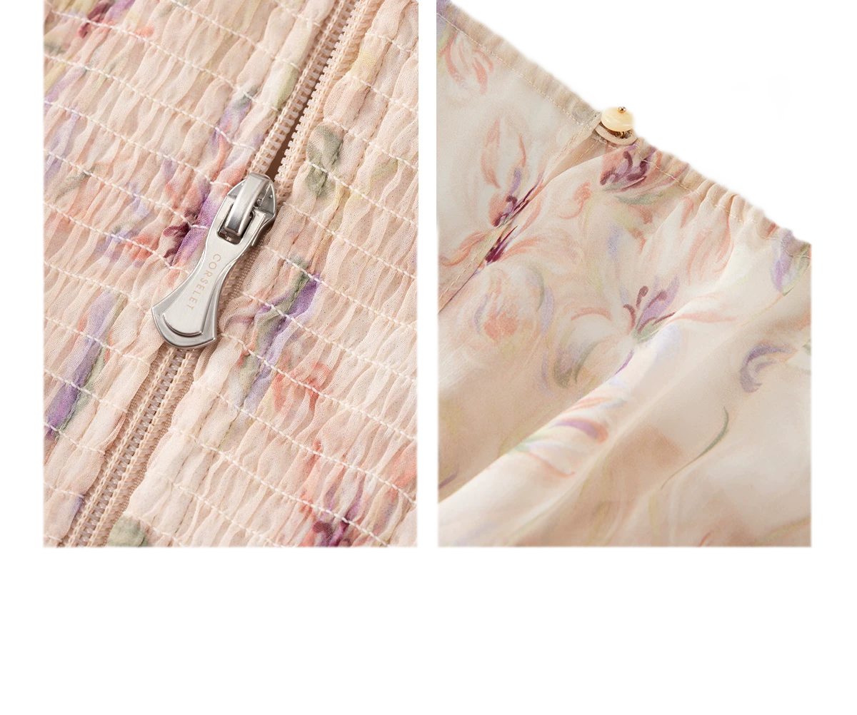 Top corsé de gasa estampada con varillas