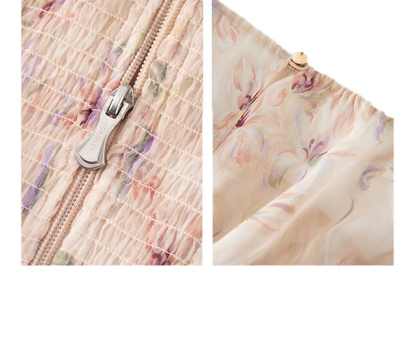 Top corsé de gasa estampada con varillas