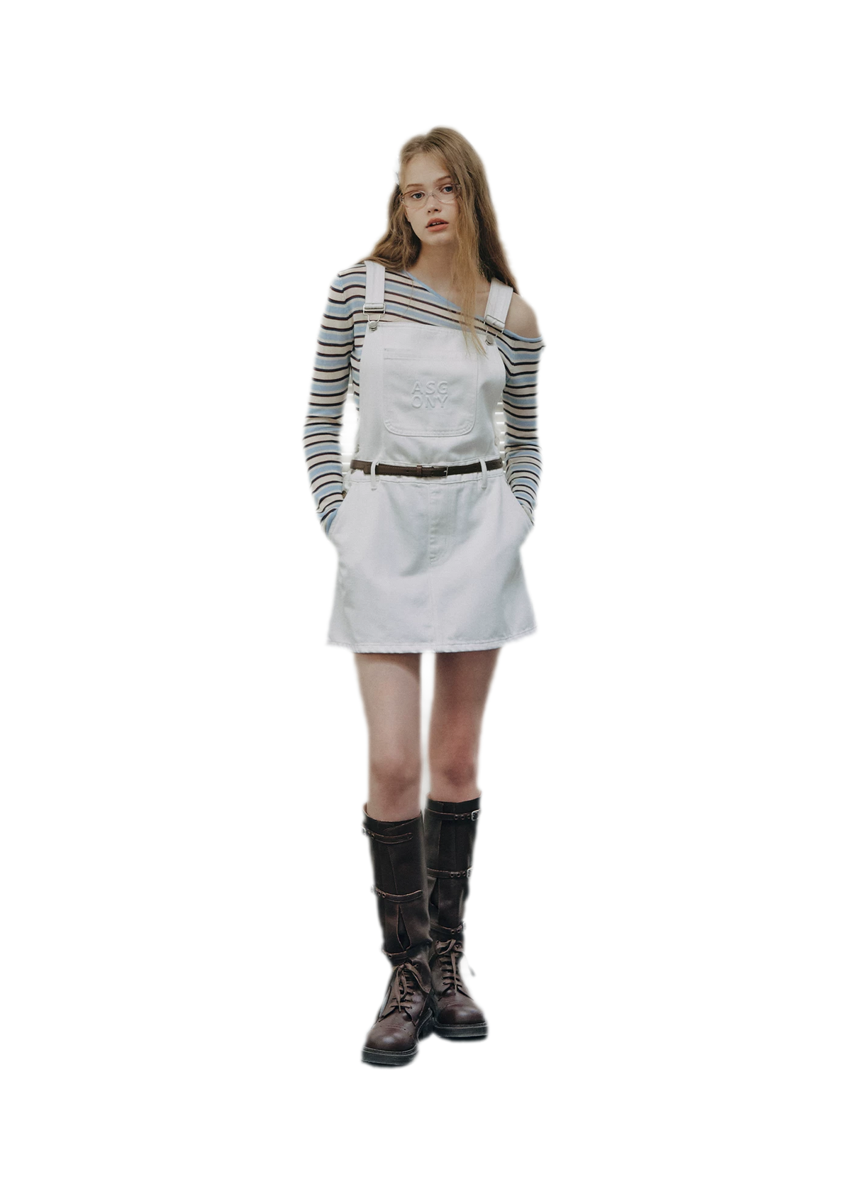 Cotton Denim Pinafore Mini Dress