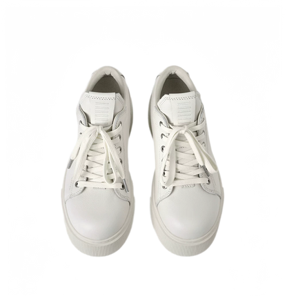 Sculptural Leather Thick-Soled Sneakers