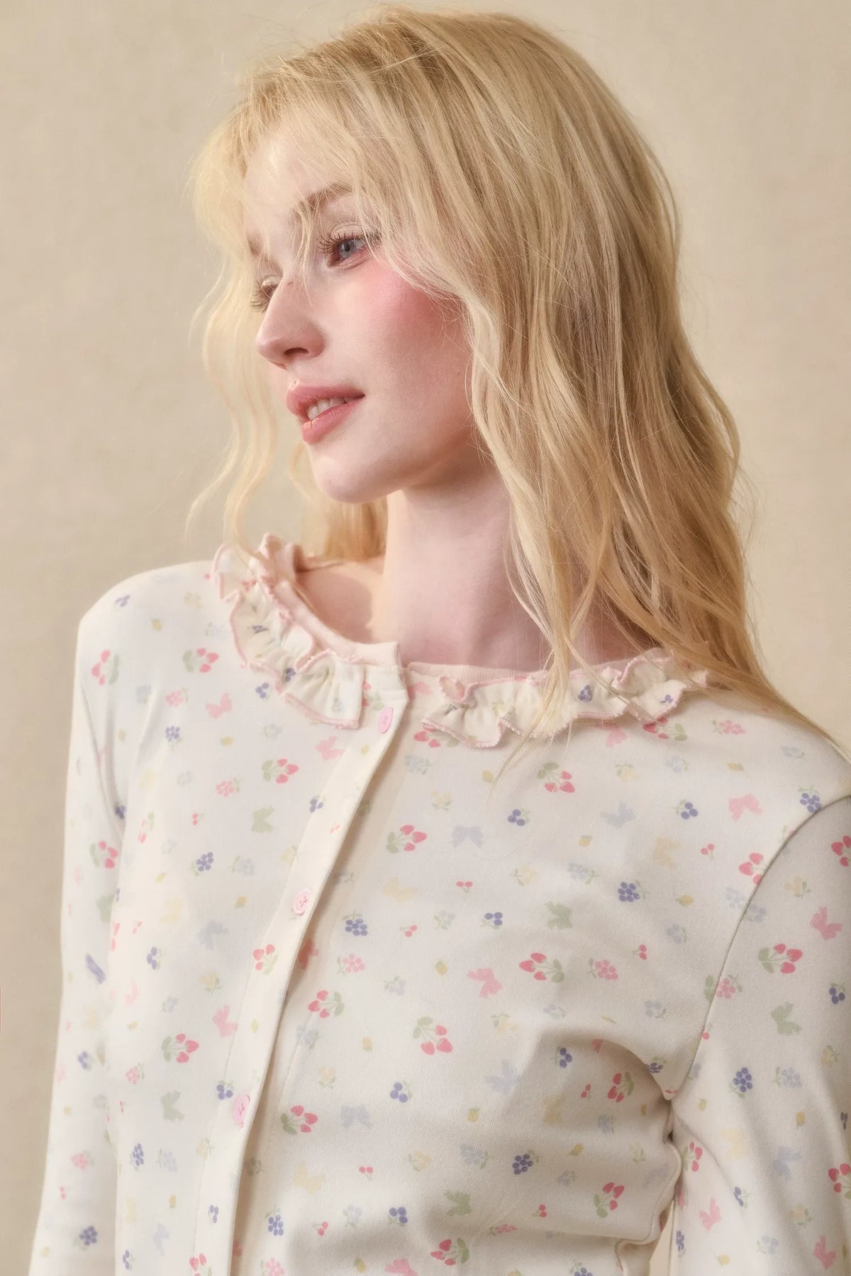 Fruit Print Layered Knit Set
