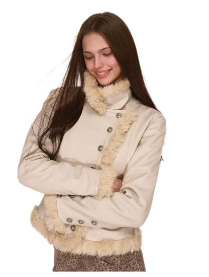 Куртка из PU с отделкой из искусственного меха