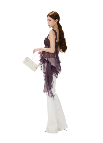 CYNR Misty Chiffon Ruffle Cami – view 17