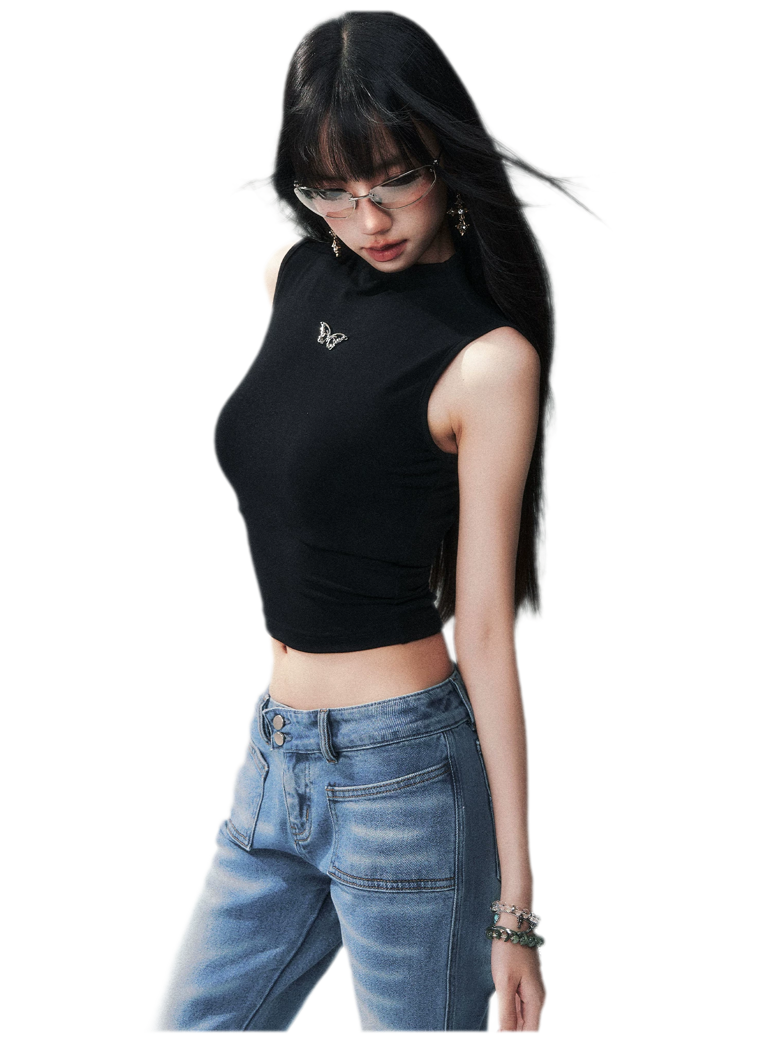 Sleeveless High Neck Tee