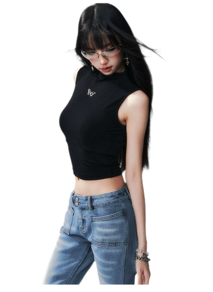 Sleeveless High Neck Tee