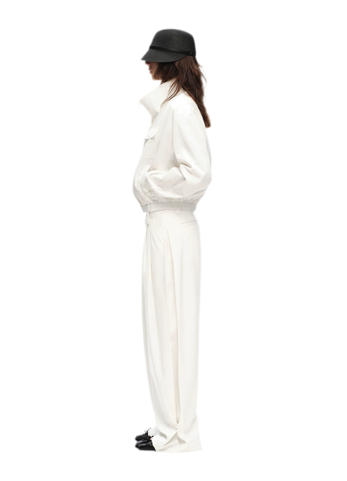 Double Pleat Wide-Leg Suit Pants