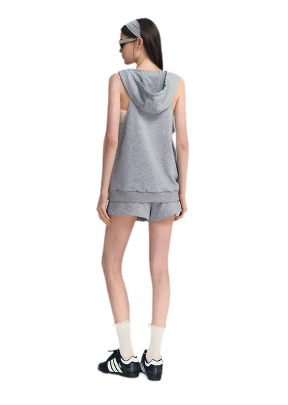 U-Neck Hoodie Vest Set